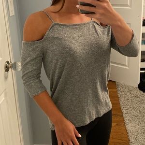 Monrow Grey Cold Shoulder Top